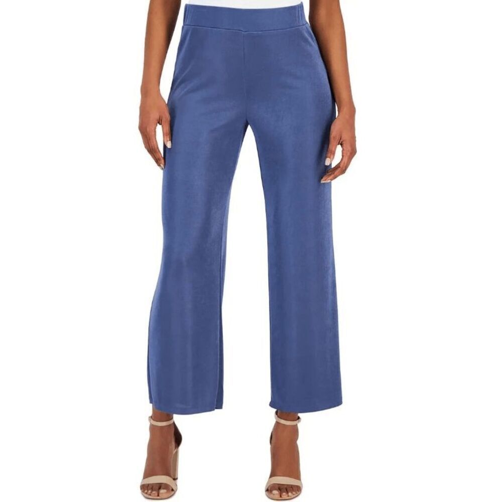 Kasper Blue Heron Wide Leg Stretch Knit Pants Women's XL NWT